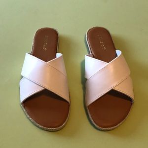 Flat White Espadrille Slides